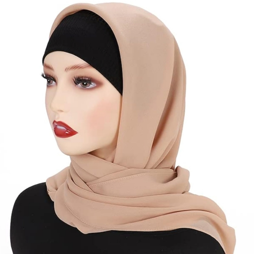 5 Pieces 43 Inch Large Chiffon Square Hijab Hair Scarf